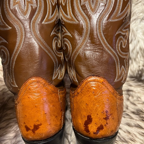 MEN TOP QUALITY OSTRICH & Leather Western Boots in Rich Brown Sz 10 D - Picture 9 of 15